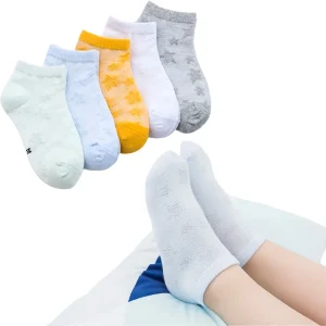 5 Pairs Socks Baby Boy's Girl's Summer Socks 2-3 3-5 5-8 Cotton Casual Mesh Socks Children Socks Star Jacquard Solid Color Short