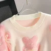 Jmprs Cute Bear Print Sweaters Women Lazy Wind Long Sleeve Bow Knitted Pullovers Korean Fashion Loose Female O Neck Sweet Tops - Image 10