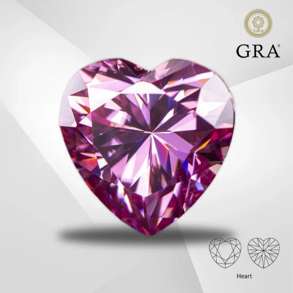 Moissanite Stone Heart Shape Pink Color VVS1 With GRA Certificate For Pass Diamond Tester Charms Top Jewelry Making Materials - Image 9