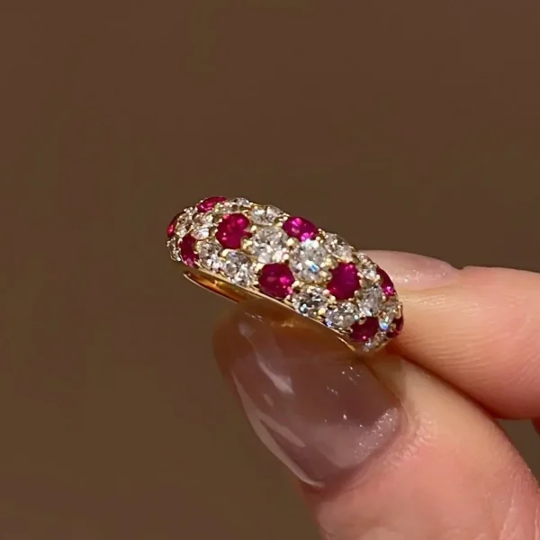 Luxury Ruby Shining engagement ring Silver 925 Inlaid Diamond Full Circle Red rings for women Fashion New in fine Jewelry - Image 7