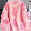Jmprs Cute Bear Print Sweaters Women Lazy Wind Long Sleeve Bow Knitted Pullovers Korean Fashion Loose Female O Neck Sweet Tops - Image 3