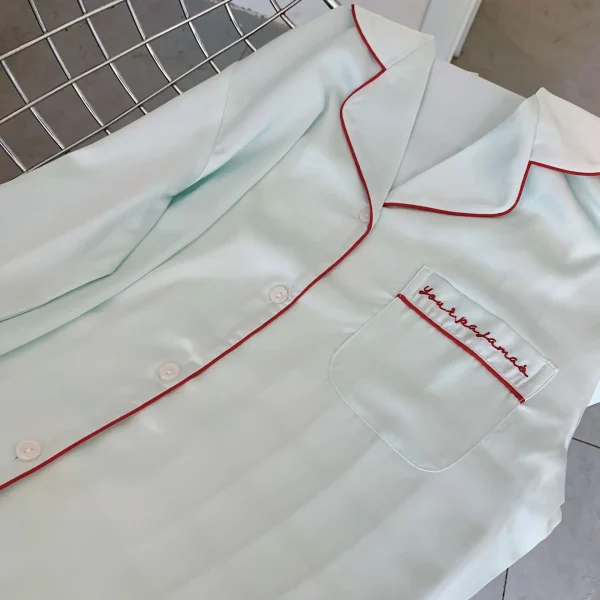 Green Satin Sleepwear Lounge Wear Female Long Sleeve Pajamas Trouser Suits Intimate Lingerie Casual Home Wear Pyjama Pour Femme - Image 16