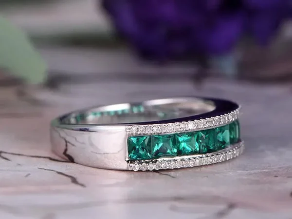 Newest 925 Sterling Silver Simple Ring For Women Classic Green White CZ Austrian S925 Plata Color Jewelry Lover Wedding Ring - Image 7