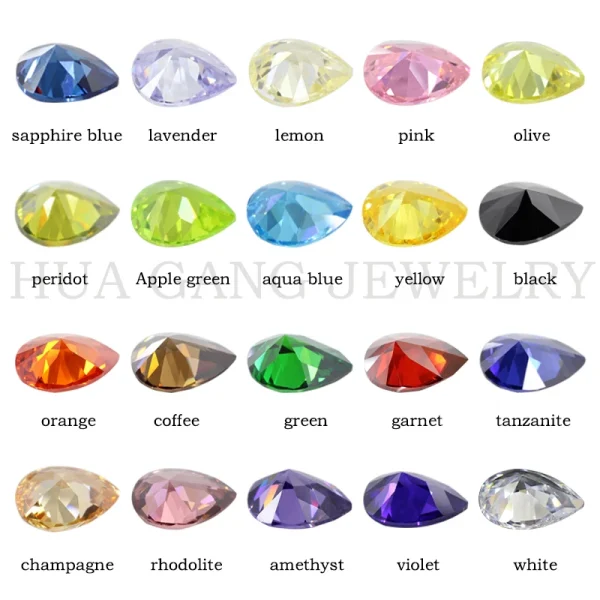 Multicolor Pear Shape Cubic Zirconia Stone Loose  Synthetic Gems Beads CZ Stones For Jewelry 2x3~13x18mm AAAAA - Image 2