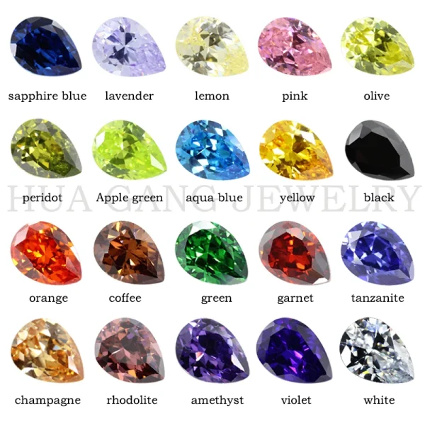 Multicolor Pear Shape Cubic Zirconia Stone Loose  Synthetic Gems Beads CZ Stones For Jewelry 2x3~13x18mm AAAAA