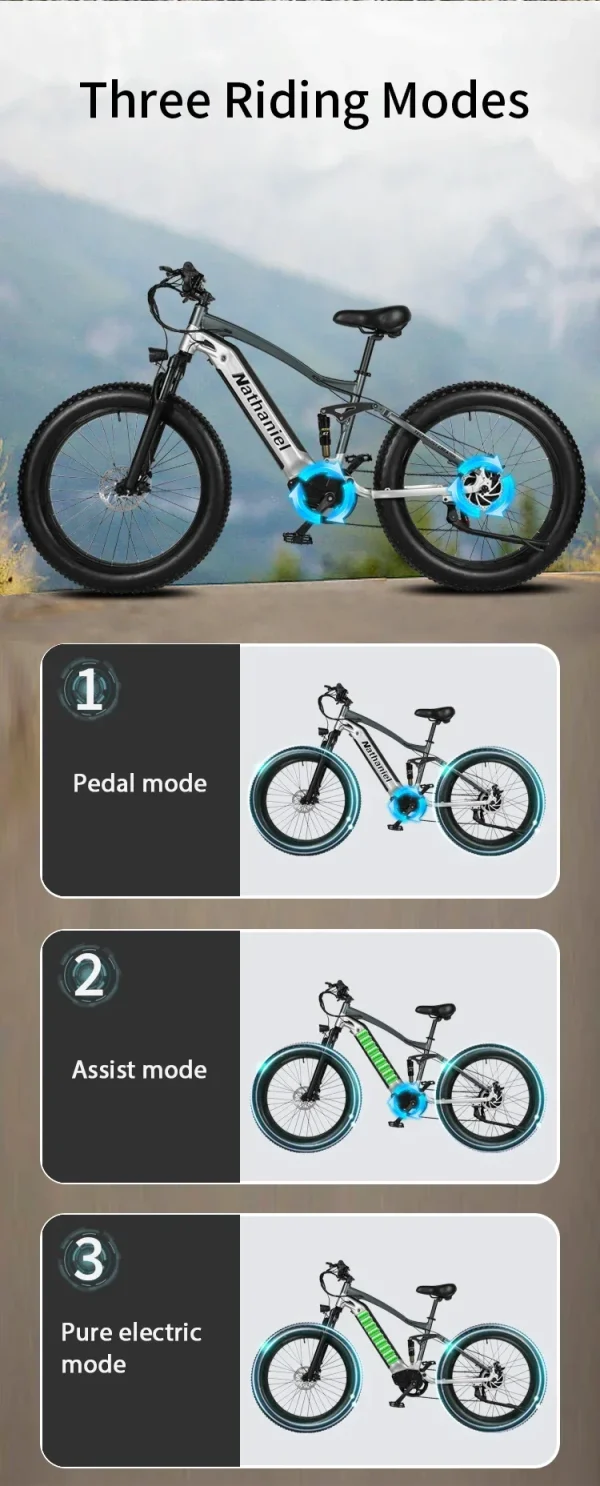 CHINA US 1000W Off-road Electric Bike 26 inch 4.0 Fat Tire Outdoor Sports Mountain Bike 20Ah Battery Adult Bike 40km/h ebike - Image 19