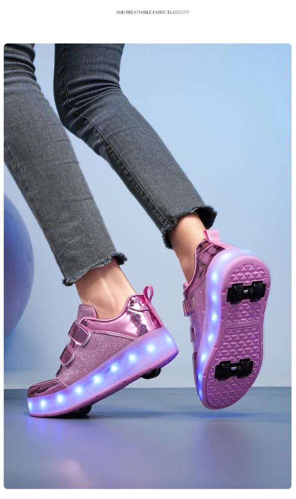 Flashing roller Shoes With Skates Parkour For Children 4 Wheels Roller Skate Shoes For Kids Girls and Boys Casual Sneakers - Image 23