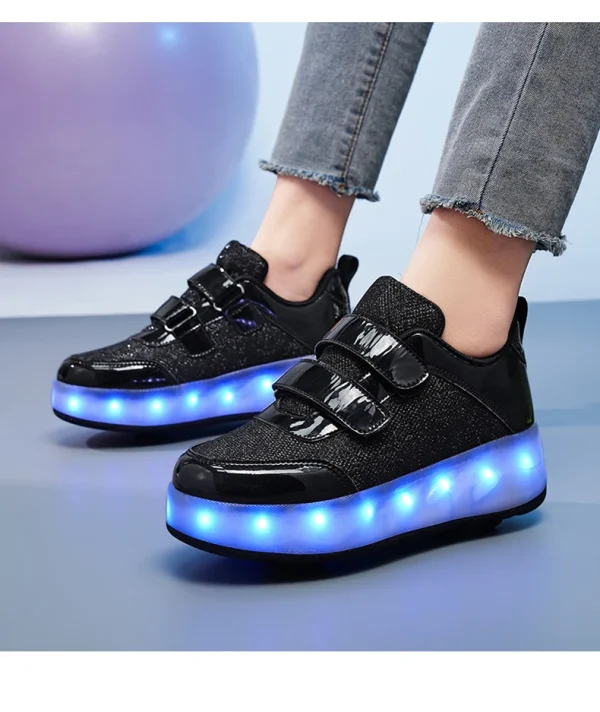 Flashing roller Shoes With Skates Parkour For Children 4 Wheels Roller Skate Shoes For Kids Girls and Boys Casual Sneakers - Image 27