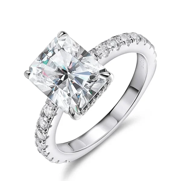 Emerald/Radiant Cut Real Full Moissanite Ring for Women 8*10mm D Color Diamond 925 Sterling Silver Wedding Band with Certificate - Image 8