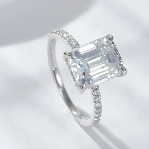 Emerald/Radiant Cut Real Full Moissanite Ring for Women 8*10mm D Color Diamond 925 Sterling Silver Wedding Band with Certificate - Image 17