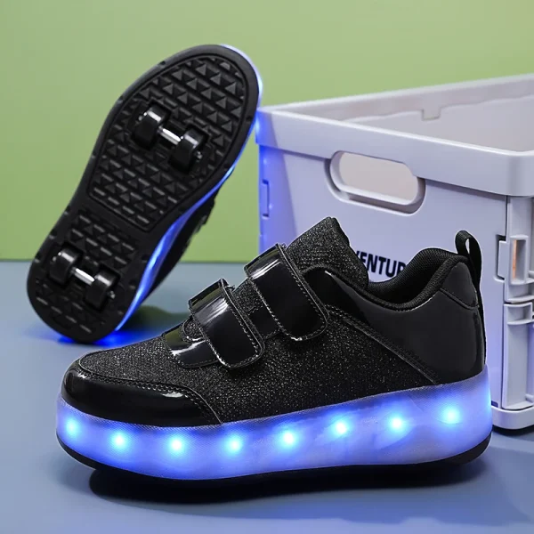 Flashing roller Shoes With Skates Parkour For Children 4 Wheels Roller Skate Shoes For Kids Girls and Boys Casual Sneakers - Image 8