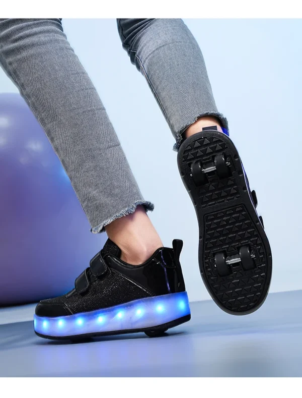Flashing roller Shoes With Skates Parkour For Children 4 Wheels Roller Skate Shoes For Kids Girls and Boys Casual Sneakers - Image 26