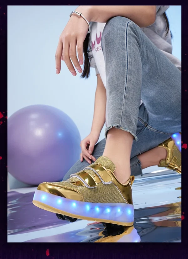 Flashing roller Shoes With Skates Parkour For Children 4 Wheels Roller Skate Shoes For Kids Girls and Boys Casual Sneakers - Image 14