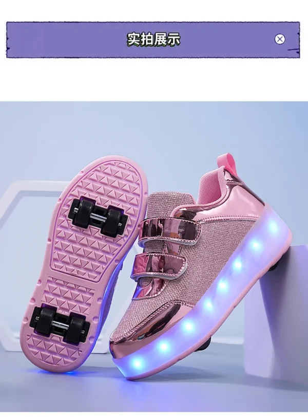 Flashing roller Shoes With Skates Parkour For Children 4 Wheels Roller Skate Shoes For Kids Girls and Boys Casual Sneakers - Image 21
