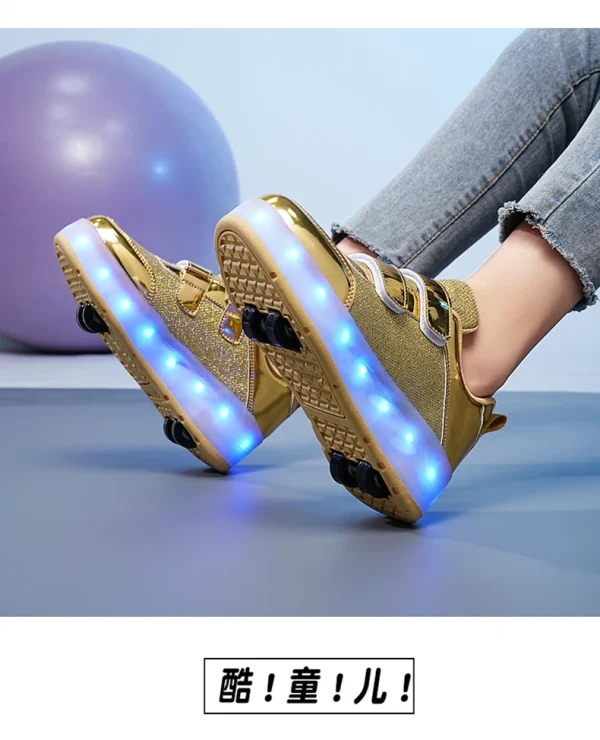 Flashing roller Shoes With Skates Parkour For Children 4 Wheels Roller Skate Shoes For Kids Girls and Boys Casual Sneakers - Image 29