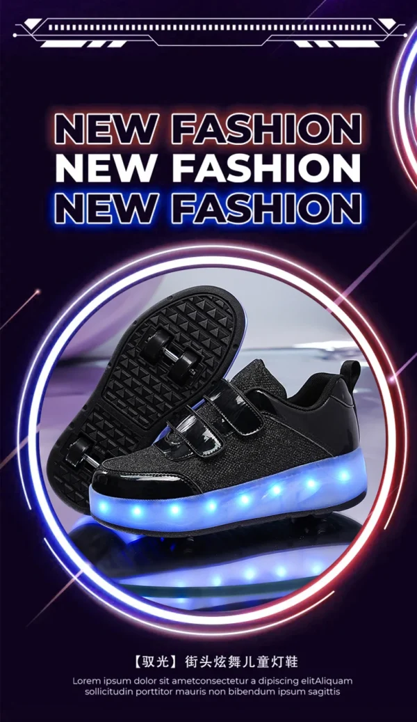 Flashing roller Shoes With Skates Parkour For Children 4 Wheels Roller Skate Shoes For Kids Girls and Boys Casual Sneakers - Image 12