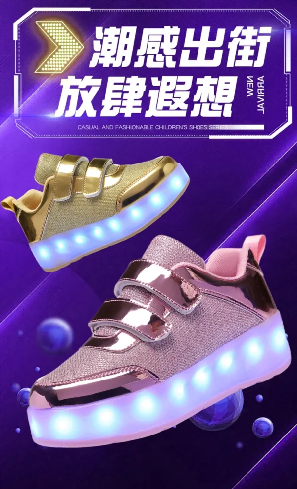 Flashing roller Shoes With Skates Parkour For Children 4 Wheels Roller Skate Shoes For Kids Girls and Boys Casual Sneakers - Image 11