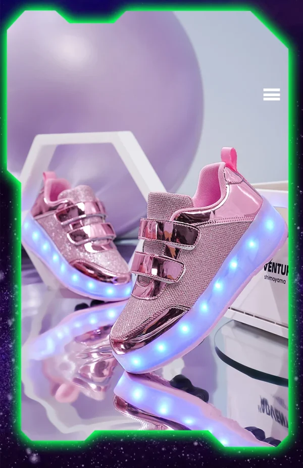 Flashing roller Shoes With Skates Parkour For Children 4 Wheels Roller Skate Shoes For Kids Girls and Boys Casual Sneakers - Image 18