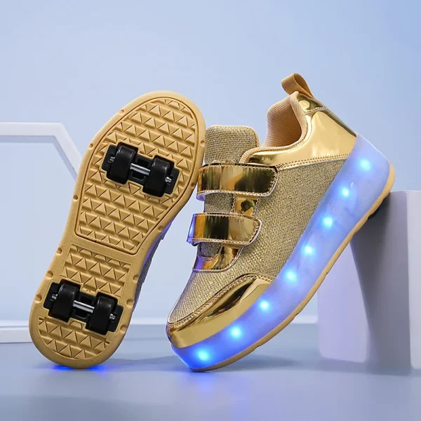 Flashing roller Shoes With Skates Parkour For Children 4 Wheels Roller Skate Shoes For Kids Girls and Boys Casual Sneakers - Image 5