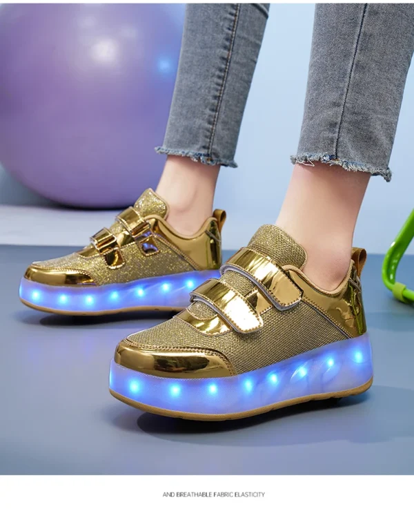 Flashing roller Shoes With Skates Parkour For Children 4 Wheels Roller Skate Shoes For Kids Girls and Boys Casual Sneakers - Image 30