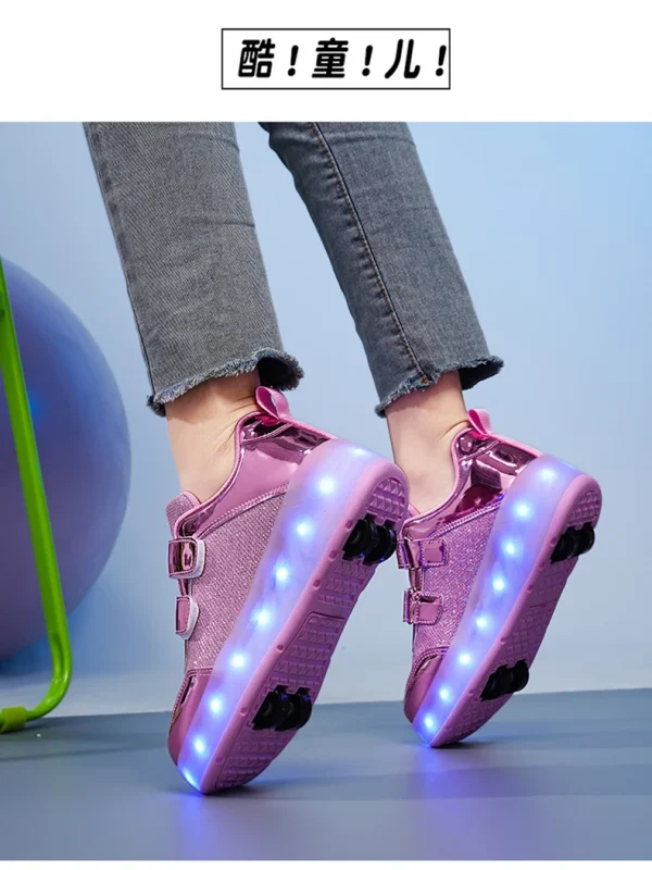 Flashing roller Shoes With Skates Parkour For Children 4 Wheels Roller Skate Shoes For Kids Girls and Boys Casual Sneakers - Image 22