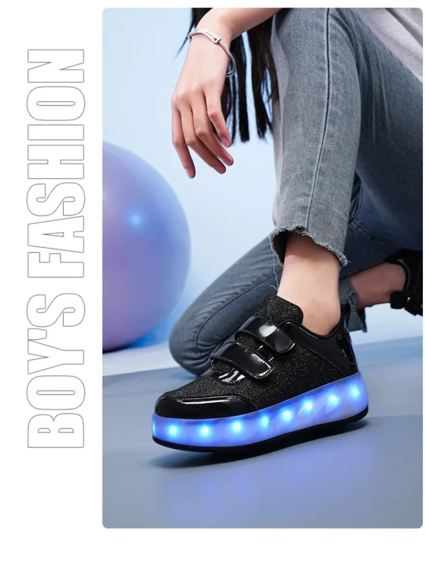 Flashing roller Shoes With Skates Parkour For Children 4 Wheels Roller Skate Shoes For Kids Girls and Boys Casual Sneakers - Image 25