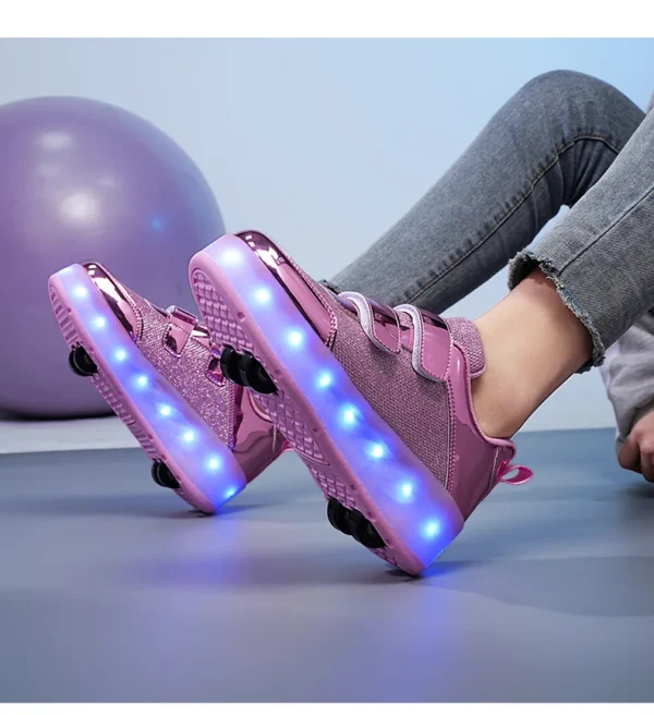 Flashing roller Shoes With Skates Parkour For Children 4 Wheels Roller Skate Shoes For Kids Girls and Boys Casual Sneakers - Image 24