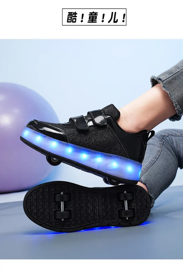 Flashing roller Shoes With Skates Parkour For Children 4 Wheels Roller Skate Shoes For Kids Girls and Boys Casual Sneakers - Image 28
