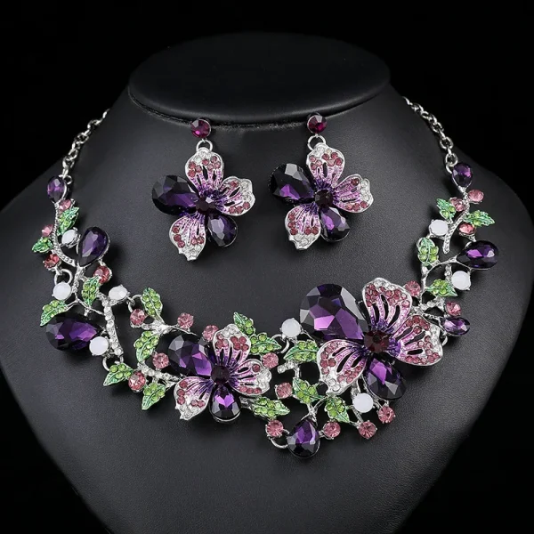 KMVEXO Bridal Bridesmaid Austrian Crystal Rhinestone Jewelry Sets Statement Choker Necklace Earrings Sets for Wedding Party Prom - Image 6