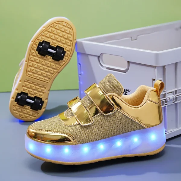 Flashing roller Shoes With Skates Parkour For Children 4 Wheels Roller Skate Shoes For Kids Girls and Boys Casual Sneakers - Image 9