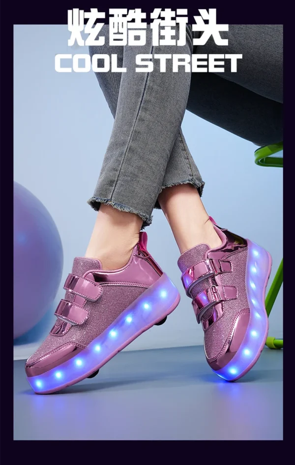 Flashing roller Shoes With Skates Parkour For Children 4 Wheels Roller Skate Shoes For Kids Girls and Boys Casual Sneakers - Image 13