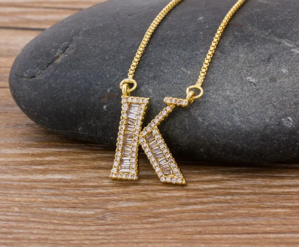 Luxury Gold Color A-Z 26 Letters Necklace CZ Pendant for Women Cute  Initials Name Necklace Fashion Party Wedding Jewelry Gift - Image 52