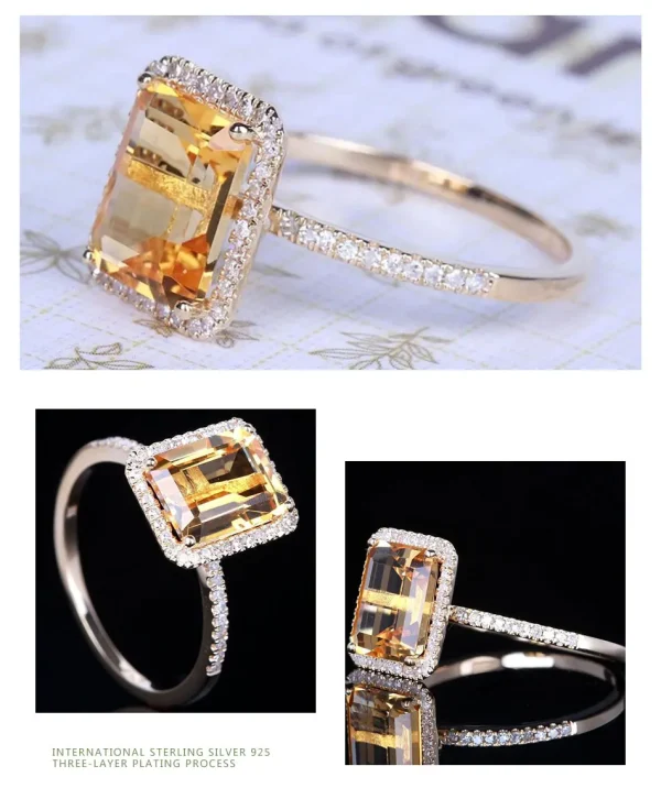 ZDADAN 925 Sterling Silver Fashion Square Gemstone Ring For Women Wedding Jewelry Gift - Image 10
