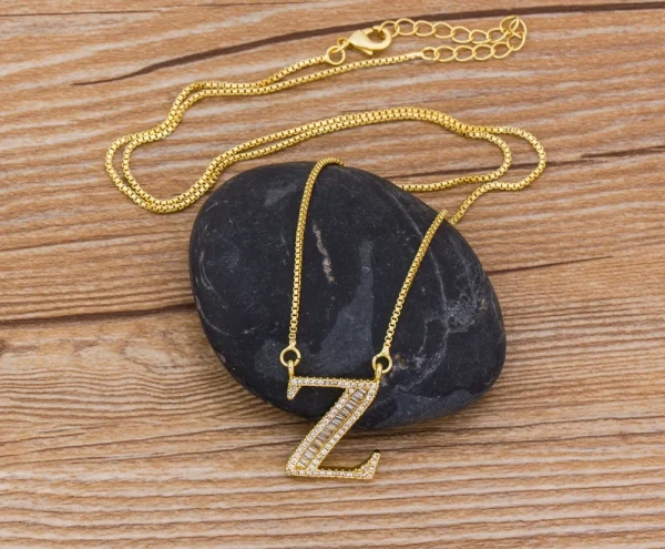 Luxury Gold Color A-Z 26 Letters Necklace CZ Pendant for Women Cute  Initials Name Necklace Fashion Party Wedding Jewelry Gift - Image 33