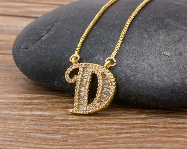 Luxury Gold Color A-Z 26 Letters Necklace CZ Pendant for Women Cute  Initials Name Necklace Fashion Party Wedding Jewelry Gift - Image 46