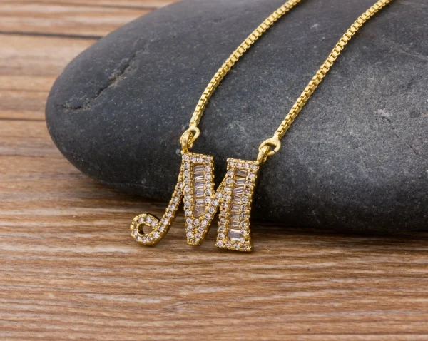 Luxury Gold Color A-Z 26 Letters Necklace CZ Pendant for Women Cute  Initials Name Necklace Fashion Party Wedding Jewelry Gift - Image 42