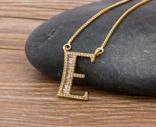 Luxury Gold Color A-Z 26 Letters Necklace CZ Pendant for Women Cute  Initials Name Necklace Fashion Party Wedding Jewelry Gift - Image 45