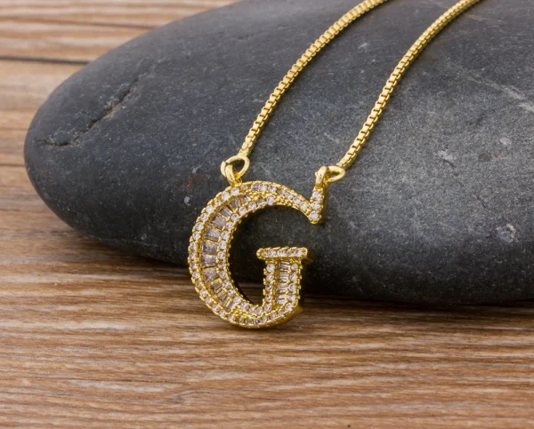 Luxury Gold Color A-Z 26 Letters Necklace CZ Pendant for Women Cute  Initials Name Necklace Fashion Party Wedding Jewelry Gift - Image 41