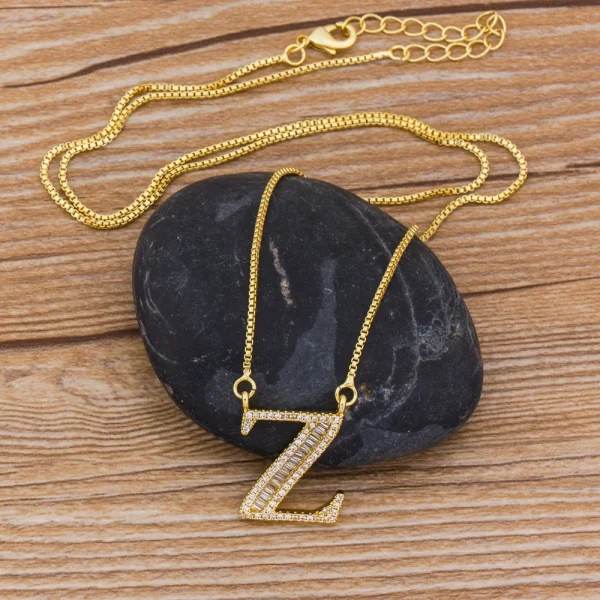 Luxury Gold Color A-Z 26 Letters Necklace CZ Pendant for Women Cute  Initials Name Necklace Fashion Party Wedding Jewelry Gift - Image 3