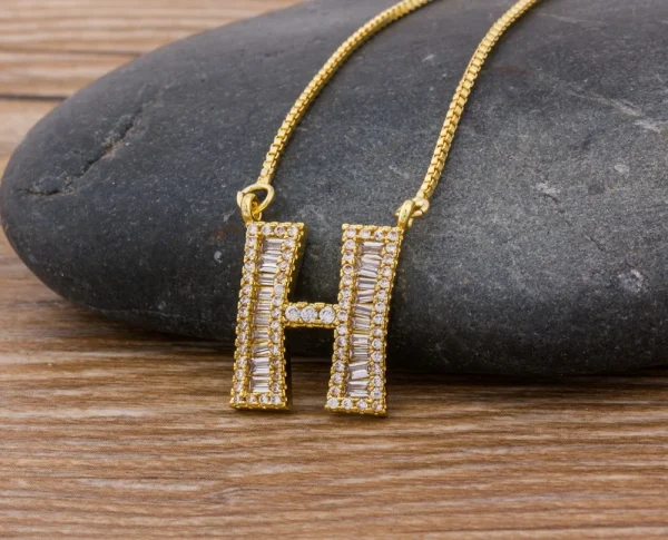 Luxury Gold Color A-Z 26 Letters Necklace CZ Pendant for Women Cute  Initials Name Necklace Fashion Party Wedding Jewelry Gift - Image 54