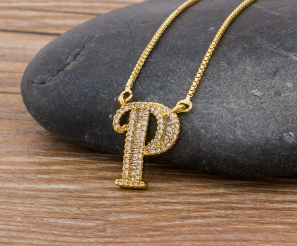Luxury Gold Color A-Z 26 Letters Necklace CZ Pendant for Women Cute  Initials Name Necklace Fashion Party Wedding Jewelry Gift - Image 40