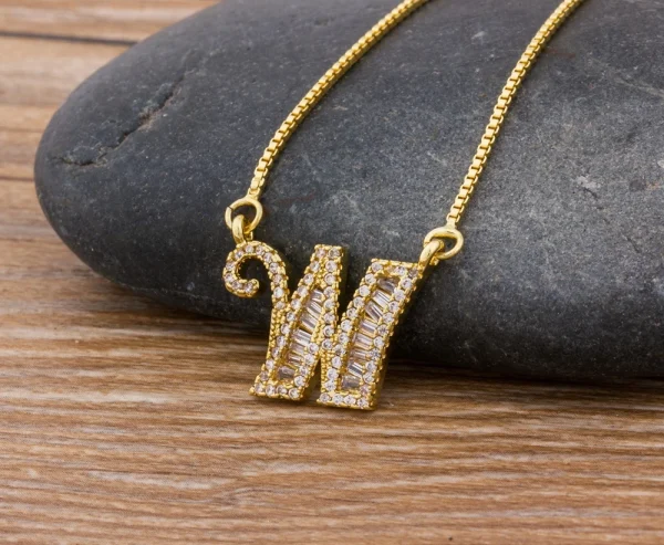 Luxury Gold Color A-Z 26 Letters Necklace CZ Pendant for Women Cute  Initials Name Necklace Fashion Party Wedding Jewelry Gift - Image 44