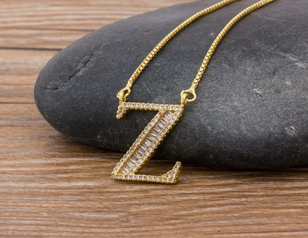 Luxury Gold Color A-Z 26 Letters Necklace CZ Pendant for Women Cute  Initials Name Necklace Fashion Party Wedding Jewelry Gift - Image 36