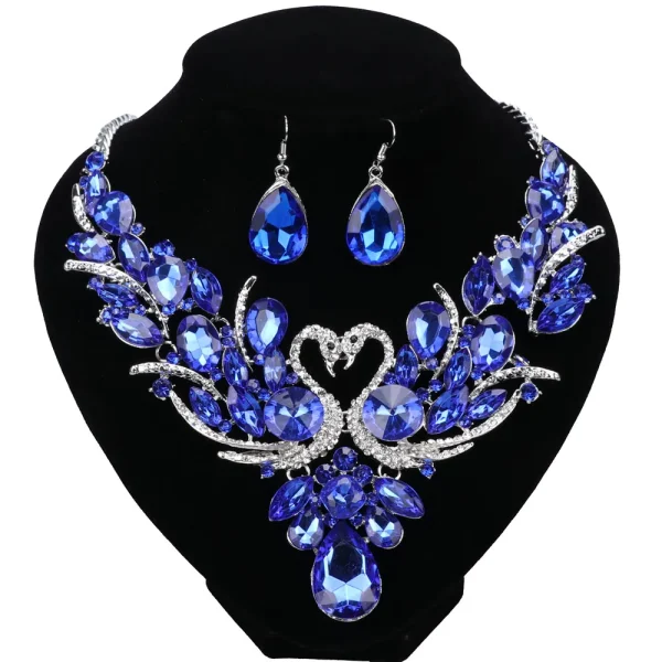 Women's Elegant Austrian Crystal Statement Swan Necklace Earrings Party Gift Jewelry Set For Wedding Dress - Image 19