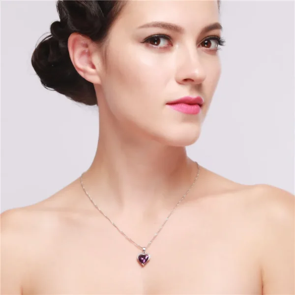 US STOCK Uloveido Purple Love Heart Necklaces Pendants Chain Necklace Women Pendant Suspension Gifts for Girls 5% Off DZ006 - Image 2