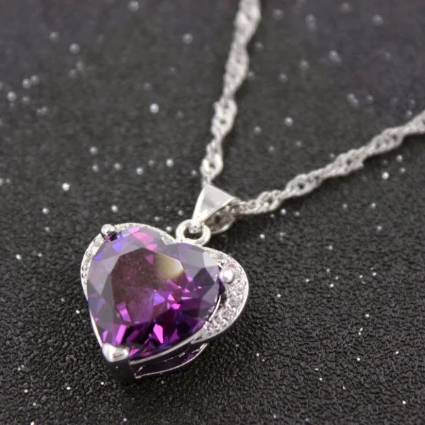 US STOCK Uloveido Purple Love Heart Necklaces Pendants Chain Necklace Women Pendant Suspension Gifts for Girls 5% Off DZ006 - Image 5