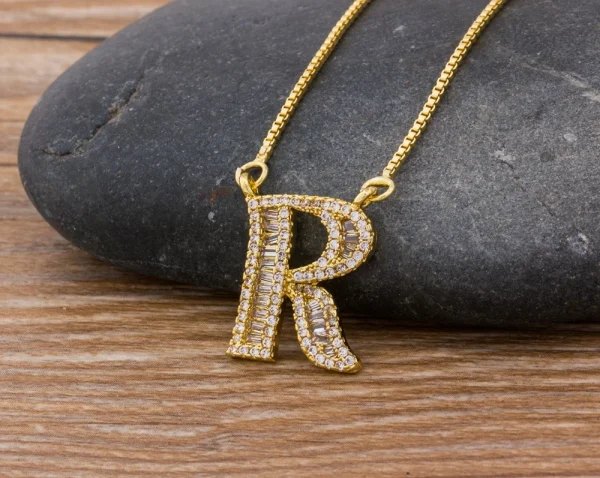 Luxury Gold Color A-Z 26 Letters Necklace CZ Pendant for Women Cute  Initials Name Necklace Fashion Party Wedding Jewelry Gift - Image 48