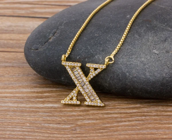 Luxury Gold Color A-Z 26 Letters Necklace CZ Pendant for Women Cute  Initials Name Necklace Fashion Party Wedding Jewelry Gift - Image 55