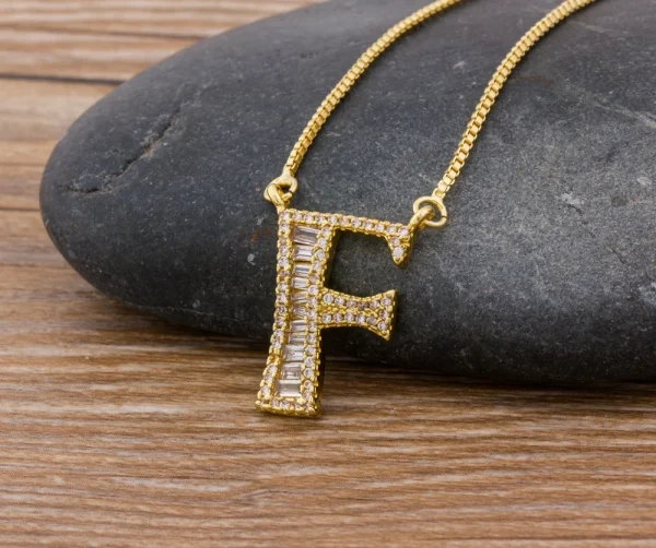 Luxury Gold Color A-Z 26 Letters Necklace CZ Pendant for Women Cute  Initials Name Necklace Fashion Party Wedding Jewelry Gift - Image 53