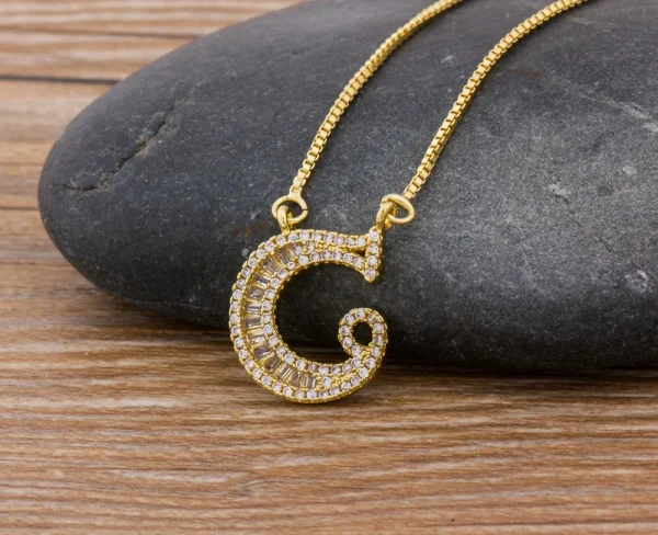 Luxury Gold Color A-Z 26 Letters Necklace CZ Pendant for Women Cute  Initials Name Necklace Fashion Party Wedding Jewelry Gift - Image 49